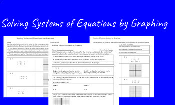 Preview of Solving Systems by Graphing  -- 3 Differentiated Worksheets