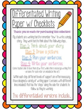 Preview of Differentiated Writing Paper K-1