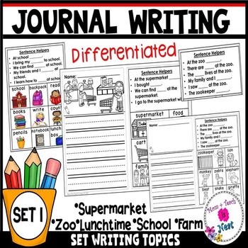 Preview of Kindergarten Journal Writing Prompts Differentiated (Set 1)