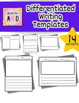 Preview of Differentiated Writing Templates | Horizontal, Vertical | Picture Boxes | Lined