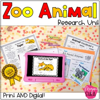 Preview of Zoo Animal Research Unit for Kindergarten or First Grade with Google Slides