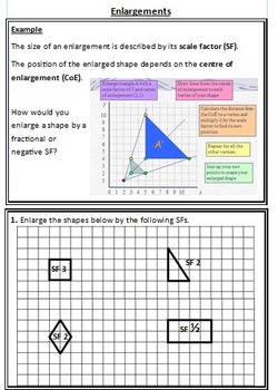 Preview of Differentiated enlargement work booklet