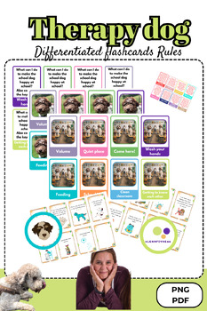 Preview of Differentiated flashcards | Therapy dog rules | school dog