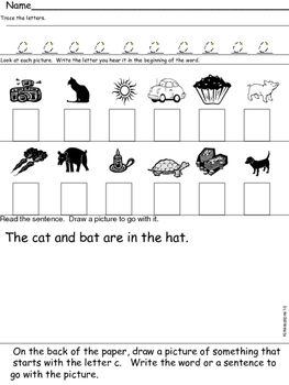 Differentiated hard sound of /c/ worksheets in black and white by ...