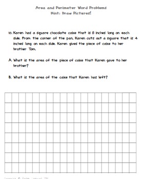 story problems with perimeter and area worksheets