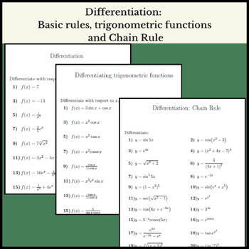 Preview of Differentiation: Basic rules, trigonometric functions and Chain Rule