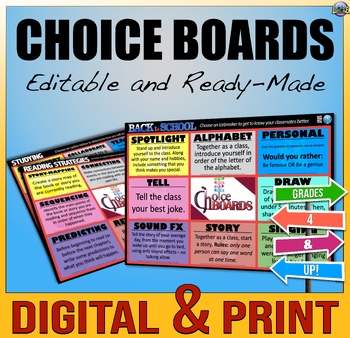 Preview of Editable Choice Boards and Choice Board Templates with PowerPoint Components