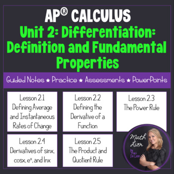 Preview of Differentiation: Definition and Fundamental Properties Calculus Lessons - Unit 2