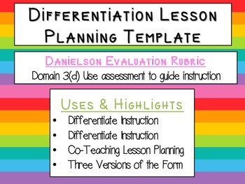 Preview of Differentiation Lesson Planning Template (Danielson Model)
