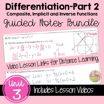 Preview of Calculus Differentiation - Part 2 Guided Notes with Video Lessons (Unit 3)
