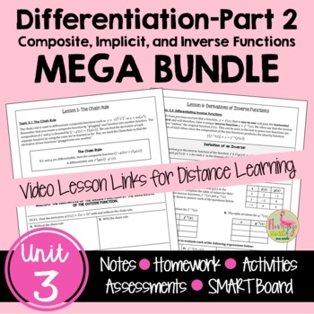 Preview of Calculus Differentiation - Part 2 MEGA Bundle with Video Lessons (Unit 3)