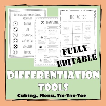 Preview of Differentiation Tools: Cubing, Menu, Tic-Tac-Toe