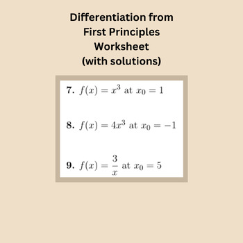 Preview of Differentiation from First Principles Worksheet (with solutions)