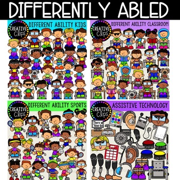 Preview of Differently Abled Kids Bundle {Creative Clips Clipart}