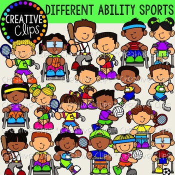 Preview of Differently Abled Kids: Sports {Creative Clips Clipart}
