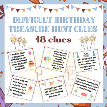 Preview of Birthday hard scavenger Hunt context clues task card game middle early finishers