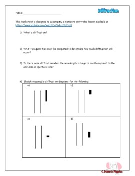 Preview of Diffraction Worksheet