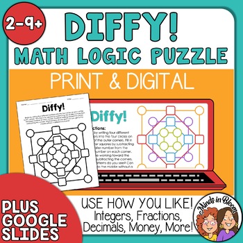Preview of Diffy - Fun Math Logic Puzzle with Integers, Fractions, Money, & More! + Digital