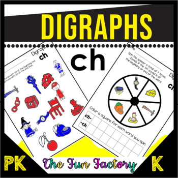 Preview of CH Digraph Worksheets - Digraph CH Activities - CH Games - NO PREP
