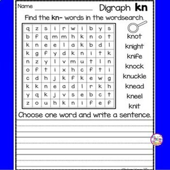 KN Digraph Activities and Worksheets | NO PREP | kn Digraph Games and More