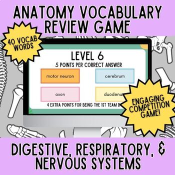 Preview of Digestive, Respiratory, & Nervous Systems Vocab Activity- Anatomy Game