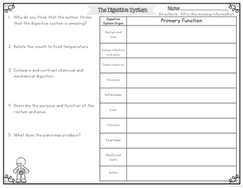 Digestive System Differentiated Nonfiction Reading Passages | TPT