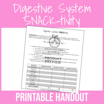 Preview of Digestive System Edible Model SNACKtivity