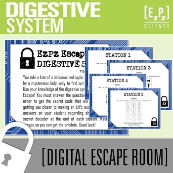 Preview of Digestive System Escape Room Activity | Science Review Game