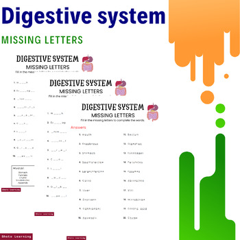 Preview of Digestive System Missing Letter Worksheet - Fun and Educational Worksheet!