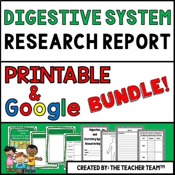 Preview of Digestive System Report Printable and Google Slides Bundle