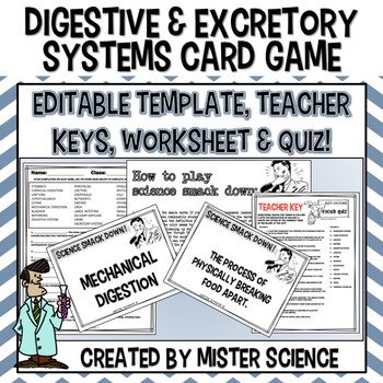 Preview of Digestive & excretory system slap game EDITABLE! 7 8th jr high Texas TEKS 7.12B