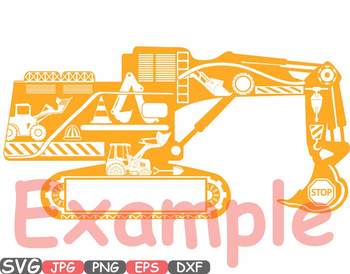 Download Digger Excavator Frame Svg Builders Work School Construction Site Clipart 646s