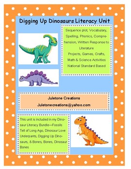 Preview of Distance Learning Digging Up Dinosaurs Literacy Unit