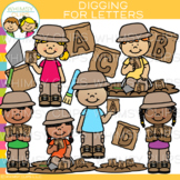 Paleontologist Kids Letter Dig Clip Art