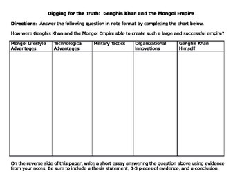 Preview of Digging for the Truth: Lost Empire of Ghengis Khan video worksheet