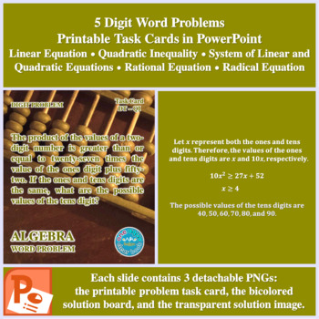 Preview of Digit Word Problem Task Cards in PowerPoint