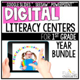 Digital 1st Grade Literacy Centers for the Year BUNDLE