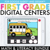 Digital 1st Grade Math & Literacy Centers Bundle | Google 