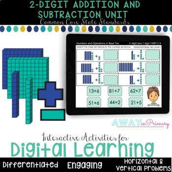 Preview of Digital 2 Digit Addition and Subtraction-Seesaw, Google, Distance Learning 