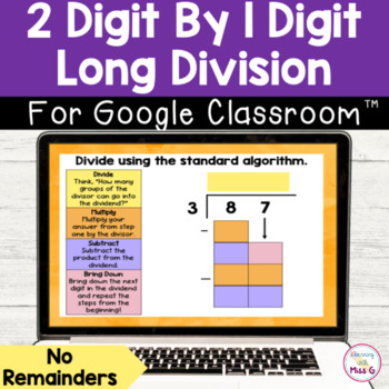 Preview of Digital 2 Digit by 1 Digit Long Division for Google Classroom 