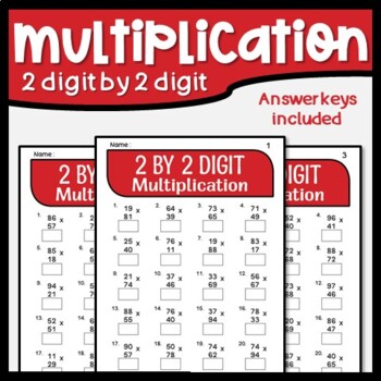 Preview of Digital 2 Digit by 2 Digit Multiplication Activity Google Slides and Worksheets