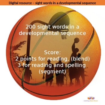 Preview of Digital: 200 sight words in a developmental sequence - basketball theme