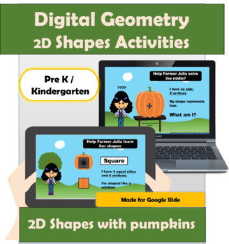 Preview of Digital 2D Shapes activities | Math Geometry Shapes with pumpkins 