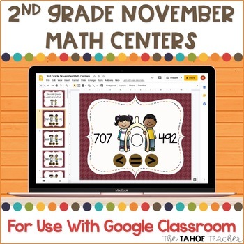 Preview of Digital 2nd Grade November Math Centers for Use With Google Classroom™