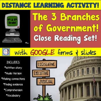 Preview of Digital Close Reading for Google Drive:  The 3 Branches of Government