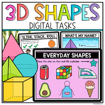 Preview of Digital 3D Shapes Kindergarten & First Grade - 3D Figures Google Slides