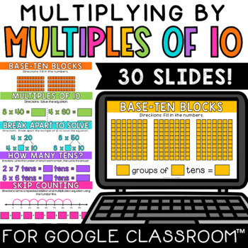 Preview of Digital 3rd Grade Multiplying by Multiples of 10 for Google Slides™ 3.NBT.3