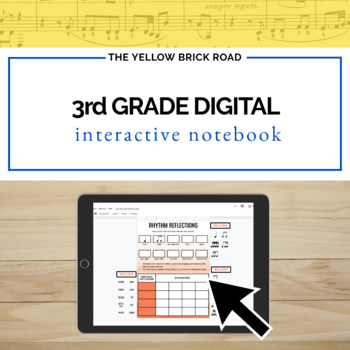 Preview of Digital 3rd Grade Music Interactive Notebook - third grade INB - music lessons