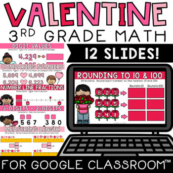 Preview of Digital 3rd Grade Valentines Day Math Activity February