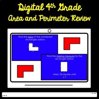 Preview of Digital 4th Grade Area and Perimeter Test Prep Google Slides Editable FREE
